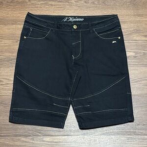 A. Tiziano Black Bermuda Moto Shorts Gold Contrast Stitching Men’s Size 36